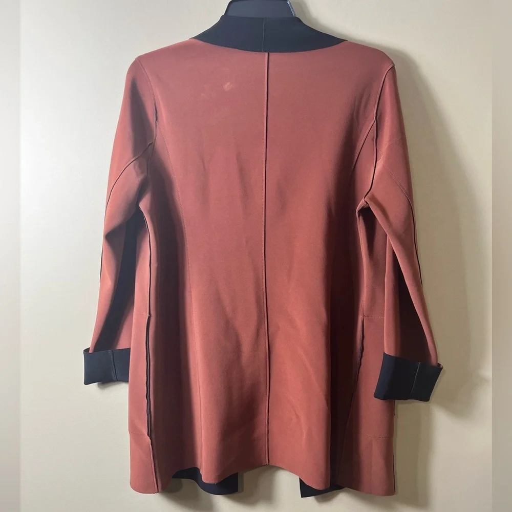 Traveler’s by Chico’s Open Front Drape Cardigan Jacket‎ Size 0 (S) Rust Black